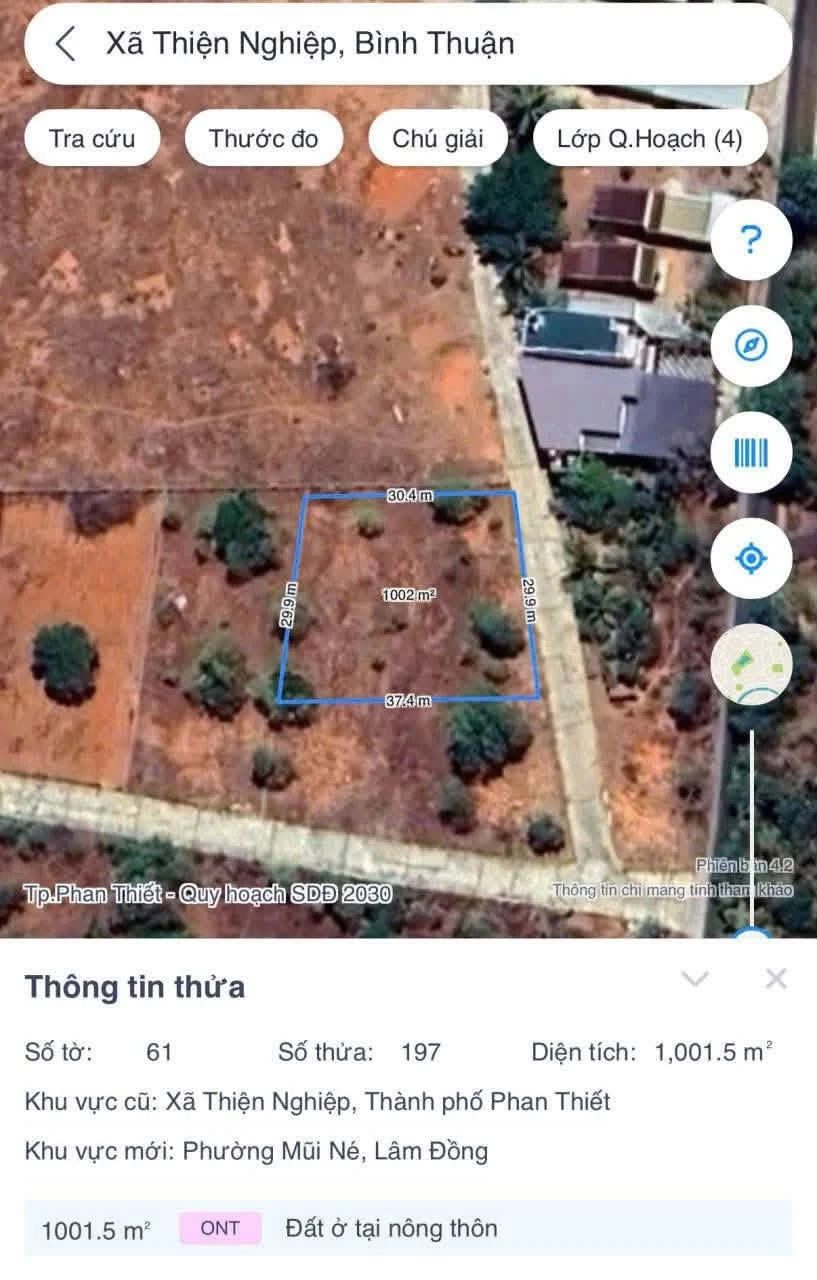 Bán đất Phan Thiết 1.001m² đường 8m hướng Đông - Ảnh 1