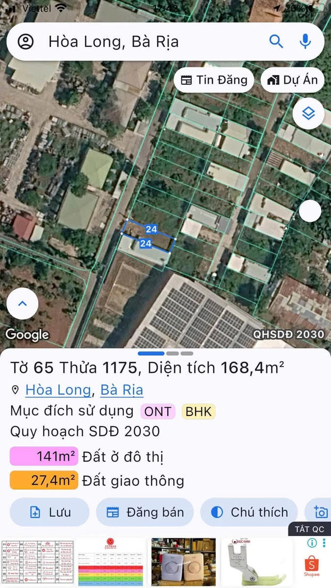 Bán lô đất 168m² Hòa Long Bà Rịa 1 tỷ 592 triệu - Ảnh thu nhỏ 2