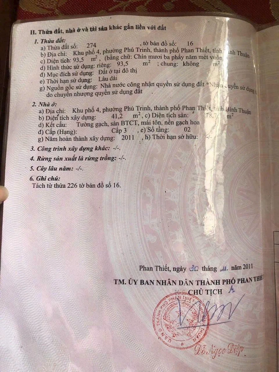 Bán nhà 1 trệt 1 lầu 93.5m2 Phú Trinh Phan Thiết - Ảnh 1