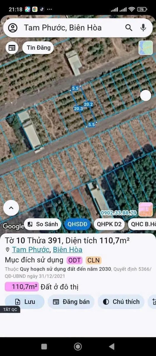 Bán lô đất sổ riêng Tam Phước Đồng Nai 110m² - Ảnh thu nhỏ 3