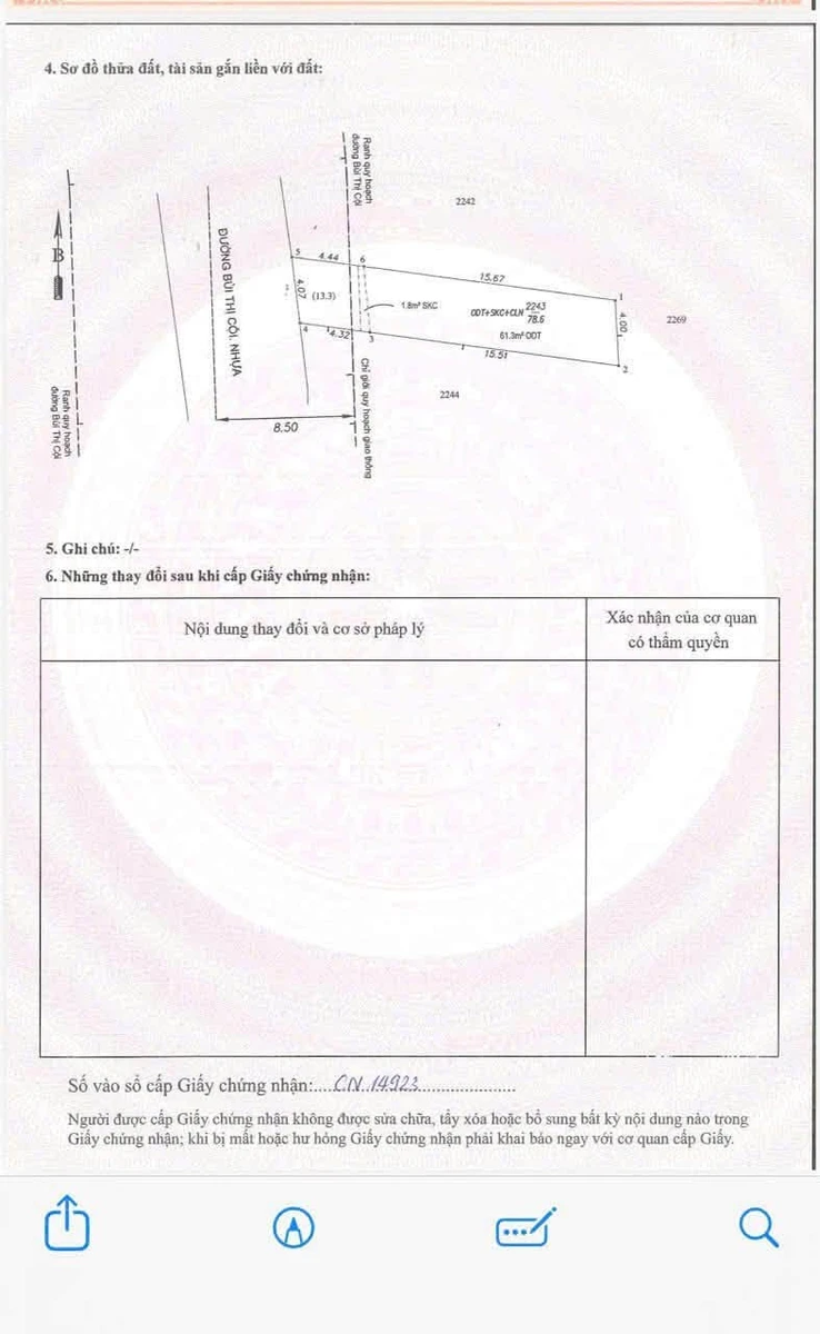 Bán lô đất mặt tiền Bùi Thị Côi Dĩ An 78m2 giá 4.1 tỷ - Ảnh 1