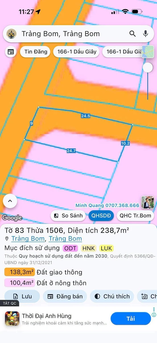 Bán đất lô góc 240m² Phường Trảng Bom, Đồng Nai - Ảnh thu nhỏ 2