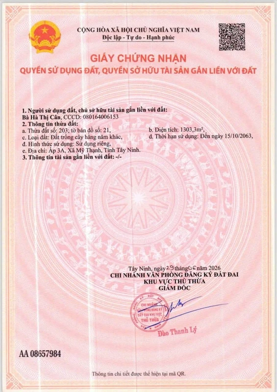 Bán đất vườn 1000m2 tại Thủ Thừa, Long An