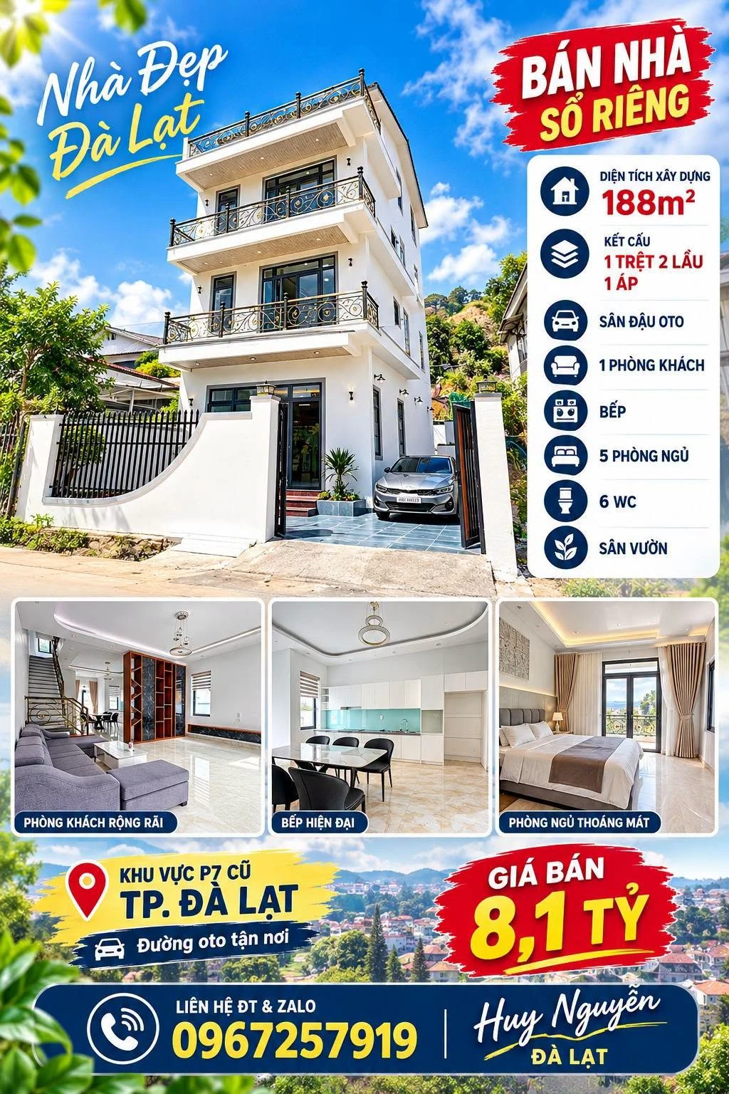 Bán villa 5PN 188m² Phước Thành Đà Lạt giá 8 tỷ 100 triệu - Ảnh 1