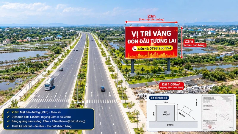 Bán đất mặt tiền 23m, 1500m² gần cao tốc Vũng Tàu