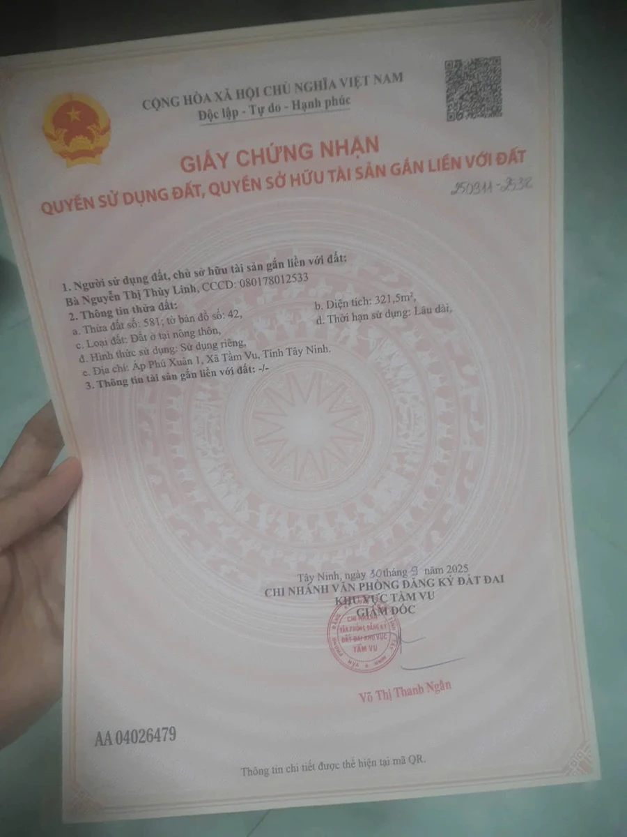 Bán lô đất thổ cư 325m2 đường 827B Tây Ninh 990 triệu - Ảnh thu nhỏ 2