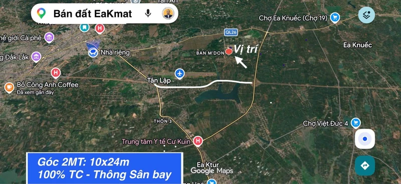 Bán đất góc 2 mặt tiền Ea Kmat 240m², 2 tỷ 750