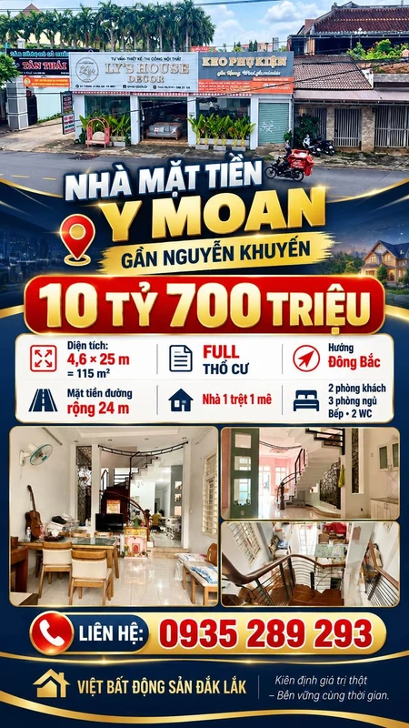 Bán nhà mặt tiền kinh doanh Y Moan 115m² 10 tỷ 700 triệu