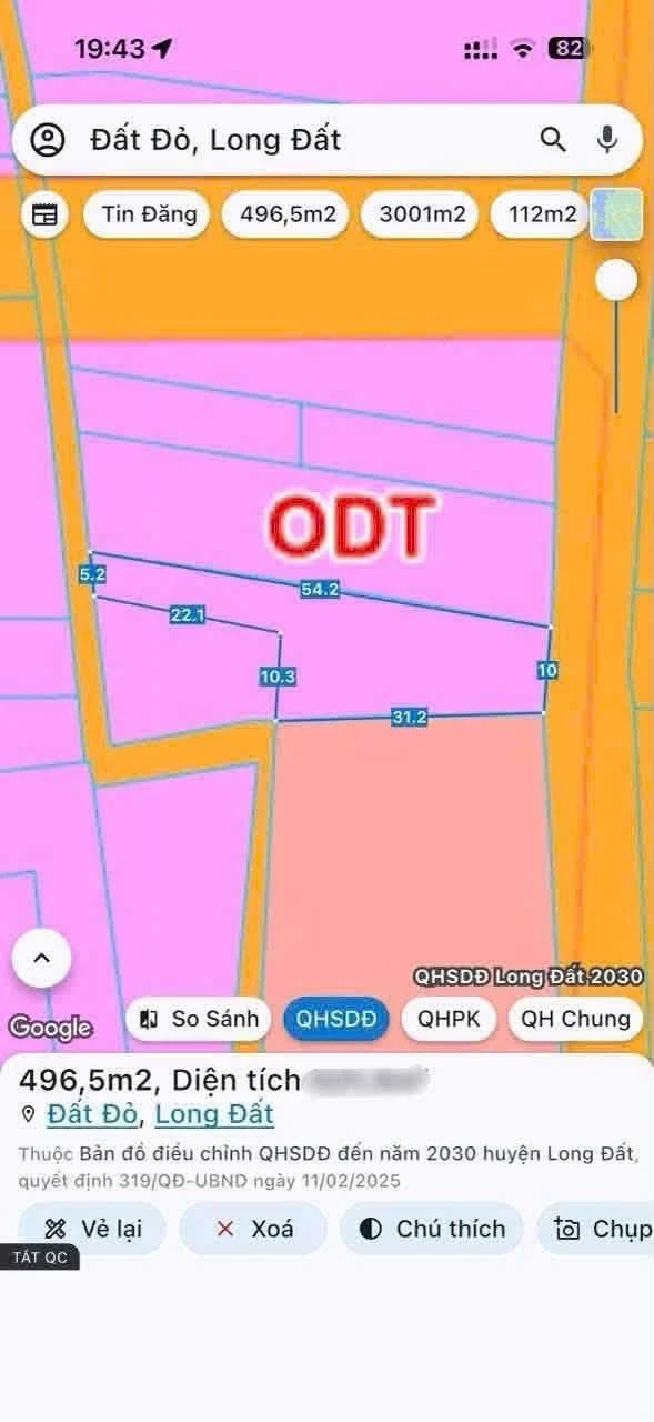 Bán lô đất 496,5m² mặt tiền Lương Thế Vinh 1 tỷ 850 triệu - Ảnh 1