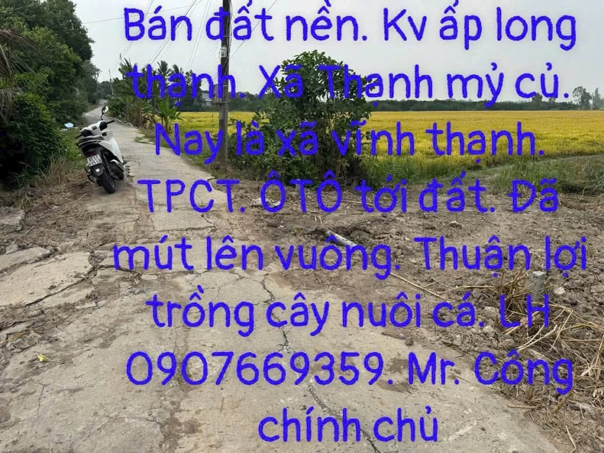 Bán đất thổ cư 100m2 kèm đất ruộng, mặt tiền lộ đal tại Thạnh Mỹ, Vĩnh Thạnh, Cần Thơ - Ảnh thu nhỏ 3