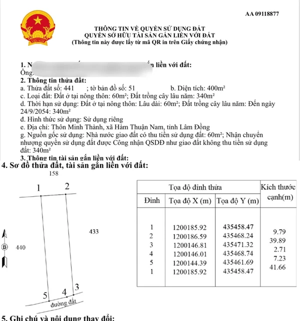 Bán đất mặt tiền Hàm Minh Bình Thuận 60m2