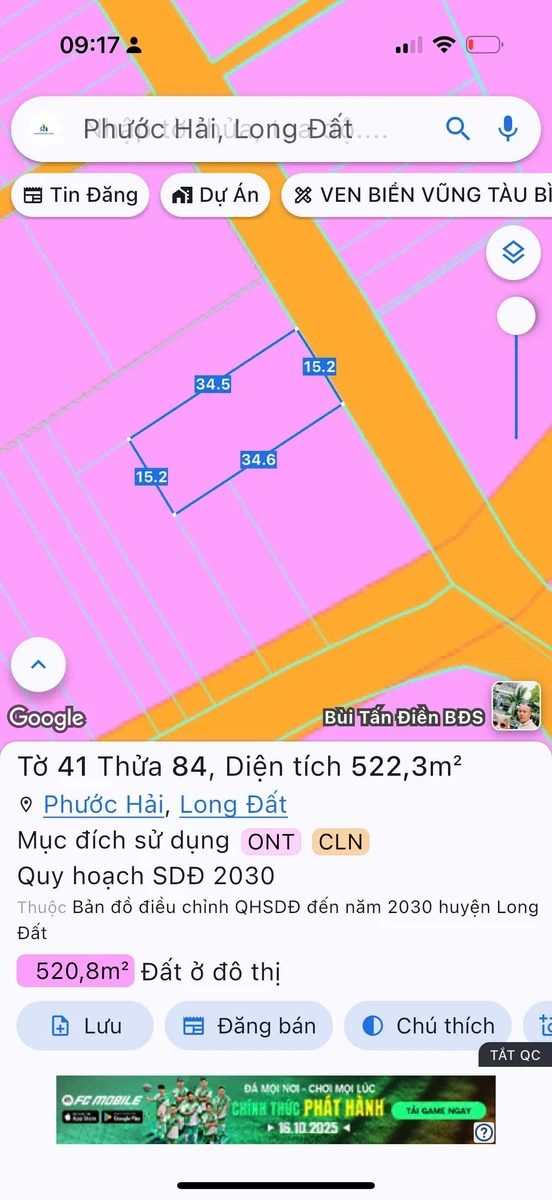 Bán đất 522m2 tại Phước Hải, Long Đất, BRVT - 3 tỷ 300 - Ảnh thu nhỏ 4