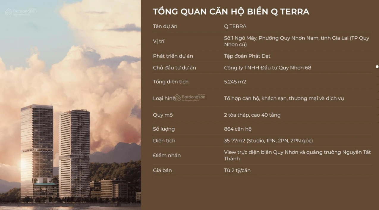 Căn hộ View biển & mặt quảng trường Q'Terra Quy Nhơn Studio 32m từ 1,79 tỷ | Booking giai đoạn đầu - Ảnh 1