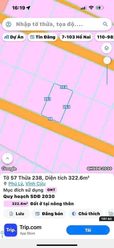 Bán đất nền 14x23m Phú Lý, Vĩnh Cửu, sổ riêng