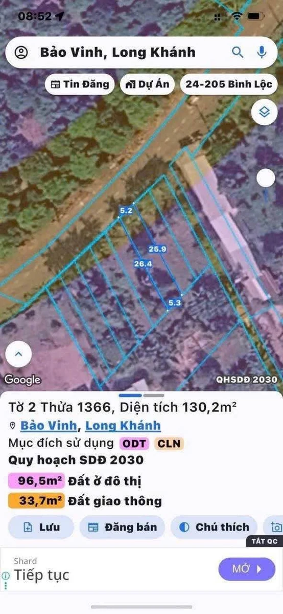 Bán đất mặt tiền hẻm Bảo Vinh Long Khánh 130m² - Ảnh 1
