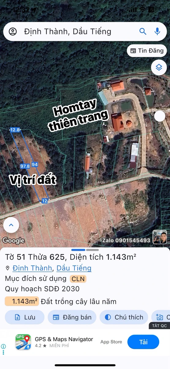 Bán đất 1200m2 tại Dầu Tiếng, giá 900 triệu - Ảnh thu nhỏ 2