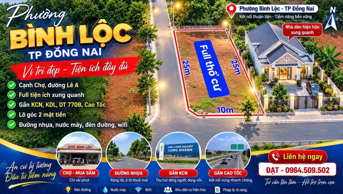 Bán đất thổ cư Bình Lộc, Long Khánh 250m², 2 tỷ - Ảnh 1