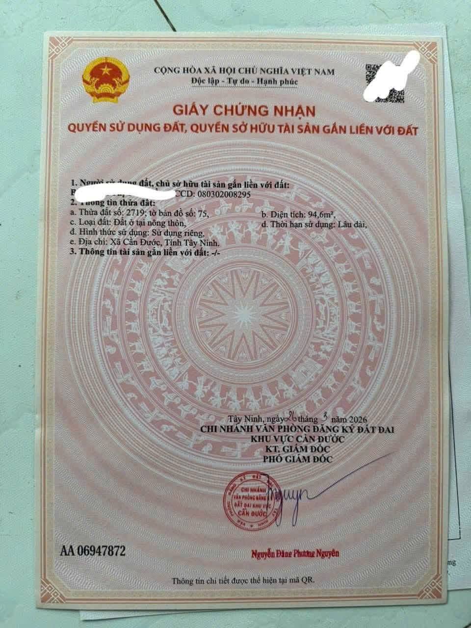 Bán 2 lô đất thổ cư 96 m2 tại Long An giá 390 triệu/lô