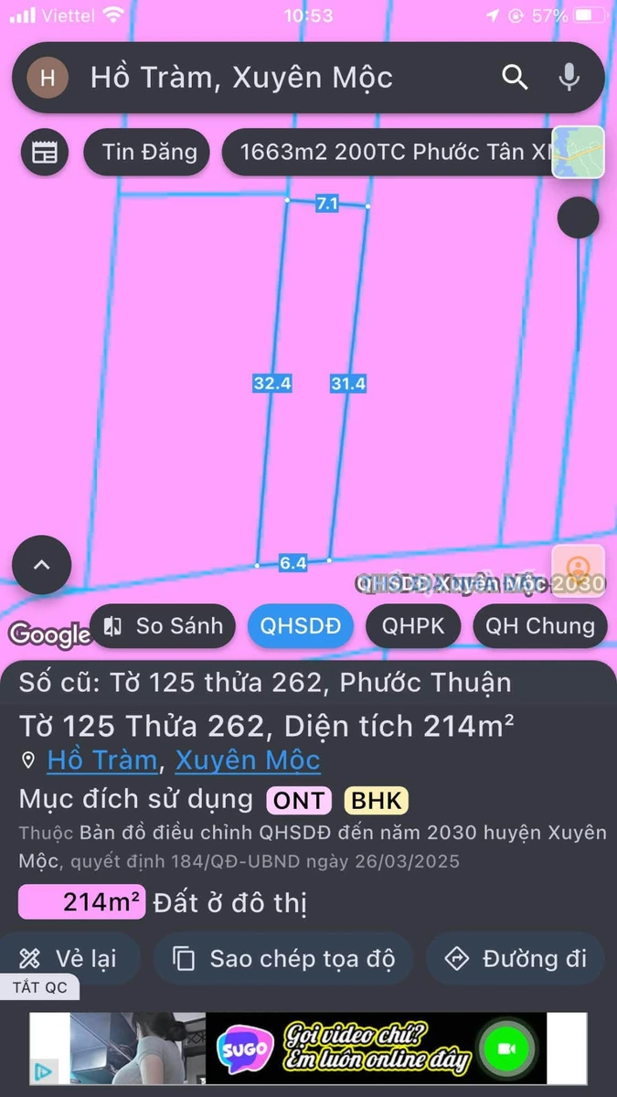 Bán đất 198m² có nhà cấp 4 gần biển Hồ Tràm, 3,2 tỷ - Ảnh 1