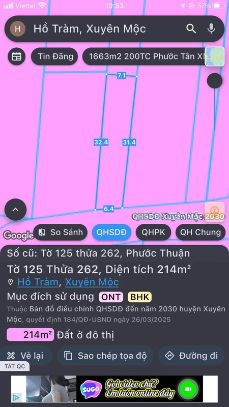 Bán đất 198m² có nhà cấp 4 gần biển Hồ Tràm, 3,2 tỷ