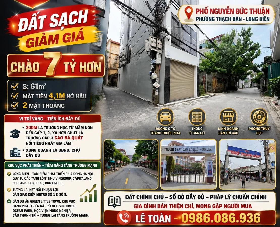 Bán đất nền 61m² Long Biên, Hà Nội giá 7 tỷ - Ảnh 1