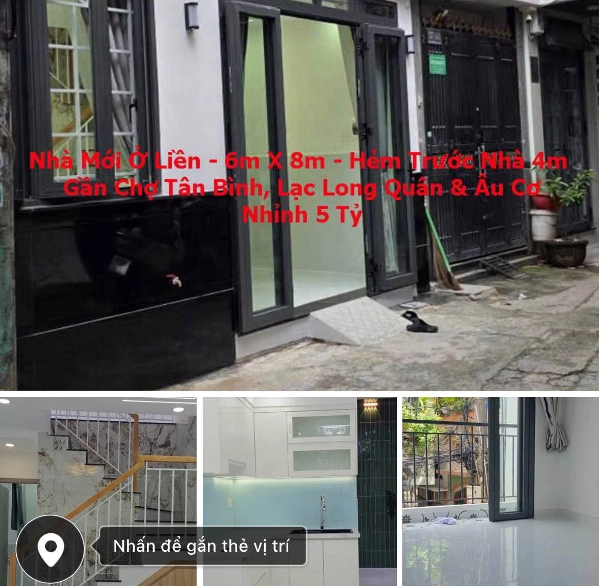 Bán nhà mới 6x8m hẻm 4m gần chợ Tân Bình, Lạc Long Quân, giá 5 tỷ nhỉnh - Ảnh 1