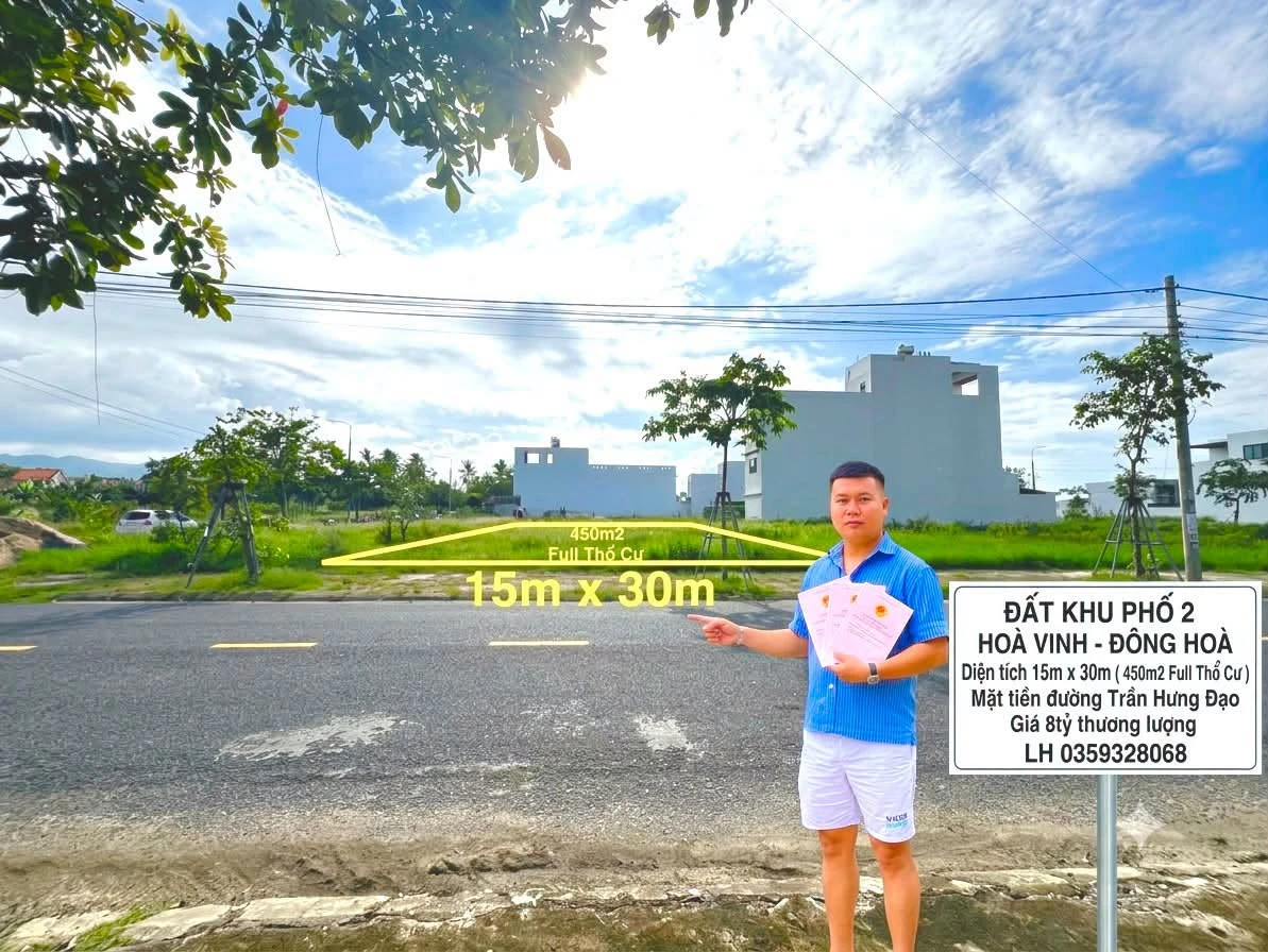Bán đất Hoà Vinh Đông Hoà 450m2 mặt tiền Trần Hưng Đạo - Ảnh 1