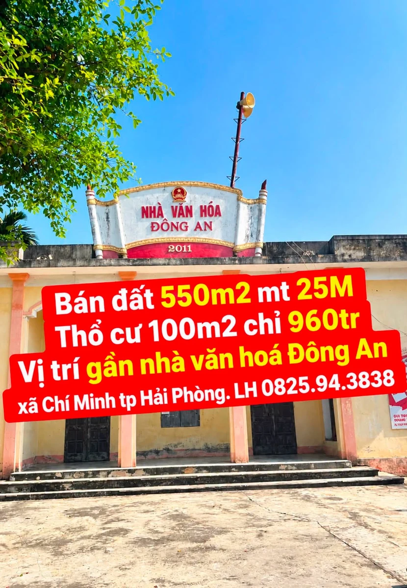 Bán đất 550m² mặt tiền 25m, 960 triệu Chí Minh, Hải Phòng - Ảnh 1