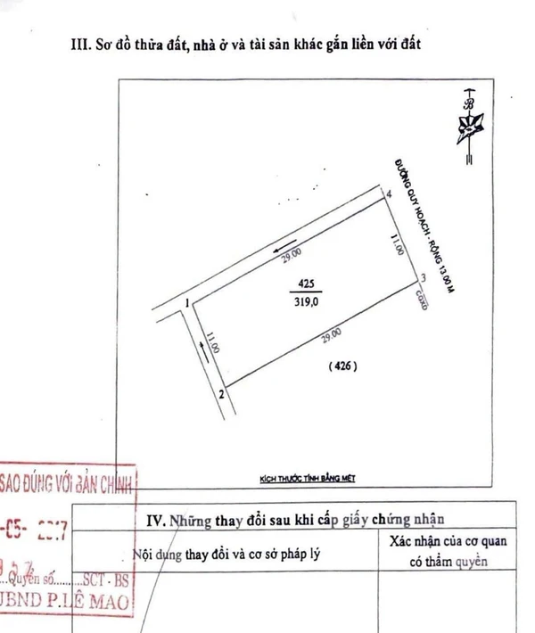 Bán đất biệt thự Quán Bàu 320m² mặt tiền 11m