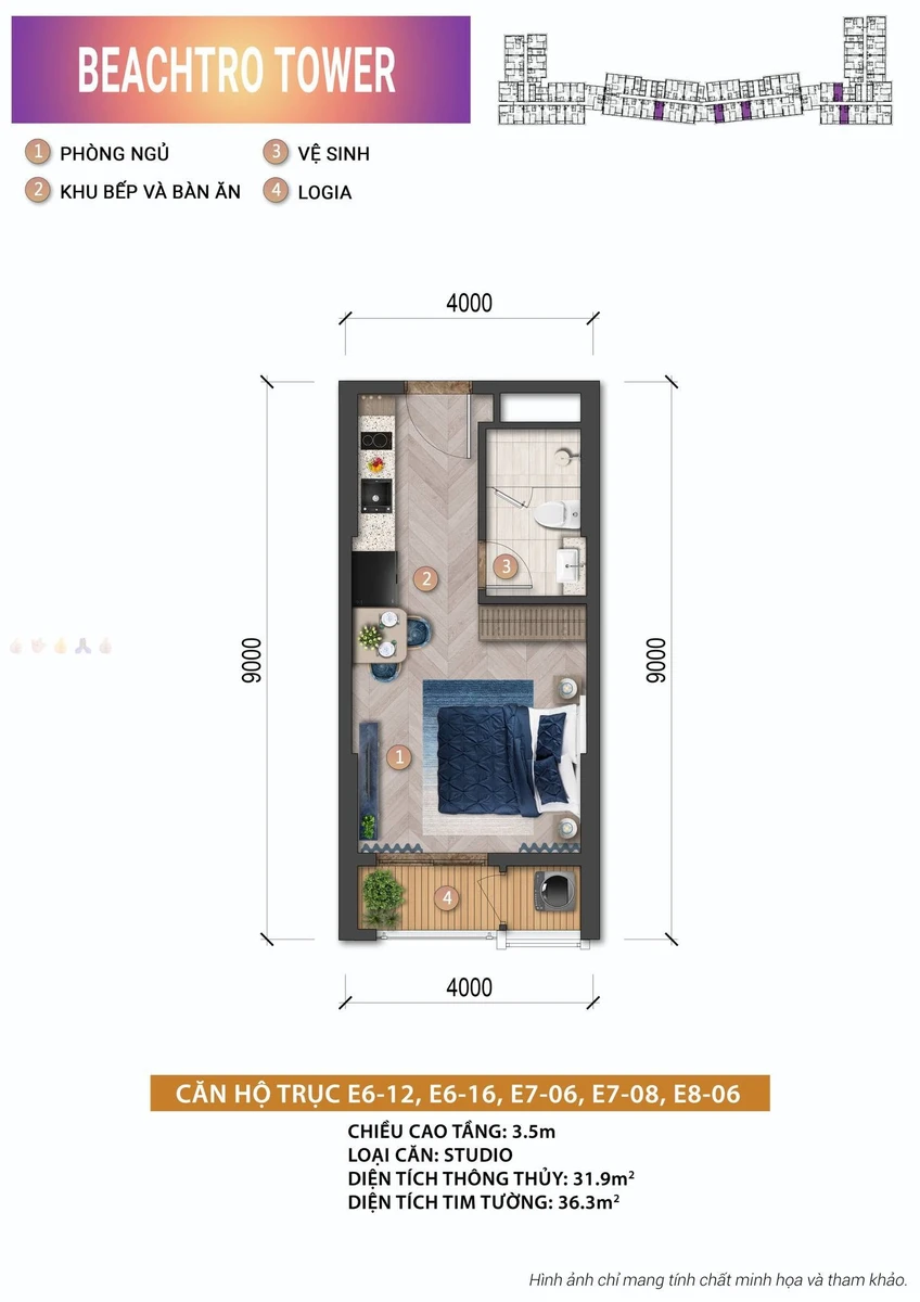Bán căn hộ studio E8 35.7m² view biển Vũng Tàu 2.726 tỷ - Ảnh thu nhỏ 2
