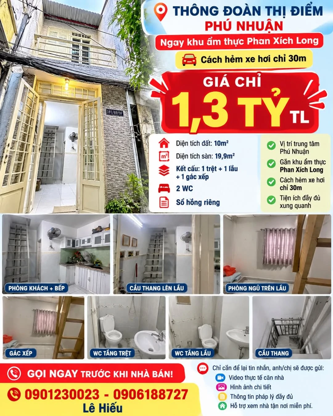 Bán nhà Phú Nhuận 10m², 1,3 tỷ, có sổ hồng - Ảnh 1