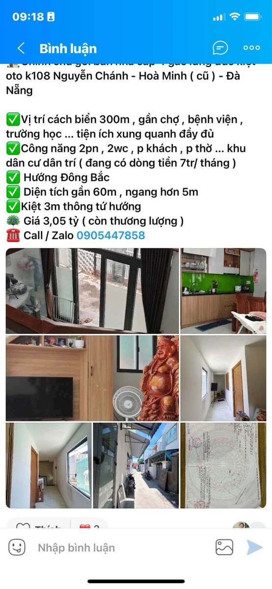 Bán nhà cấp 4 gác lửng kiệt ô tô K108 Nguyễn Chánh, Hòa Minh, Đà Nẵng, 60m2, 3,05 tỷ - Ảnh 1