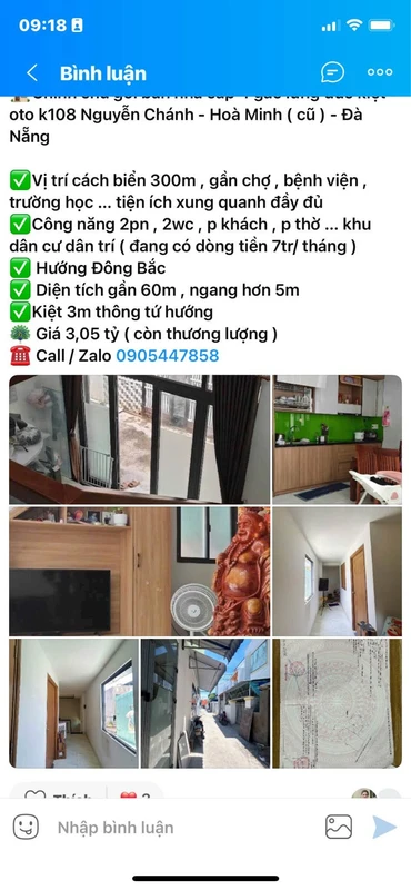 Bán nhà cấp 4 gác lửng kiệt ô tô K108 Nguyễn Chánh, Hòa Minh, Đà Nẵng, 60m2, 3,05 tỷ