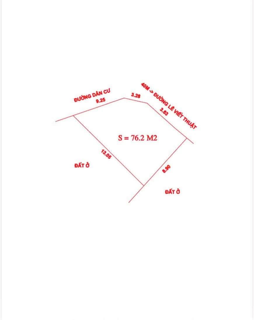 Bán lô góc 76,2m² giá 1 tỷ 5 ngõ Lê Viết Thuật - Ảnh thu nhỏ 2