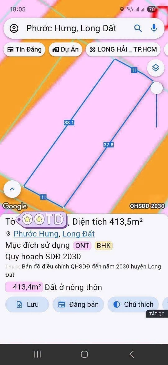 Bán đất mặt tiền Lò Vôi Long Hải 413m² 5,3 tỷ - Ảnh thu nhỏ 3