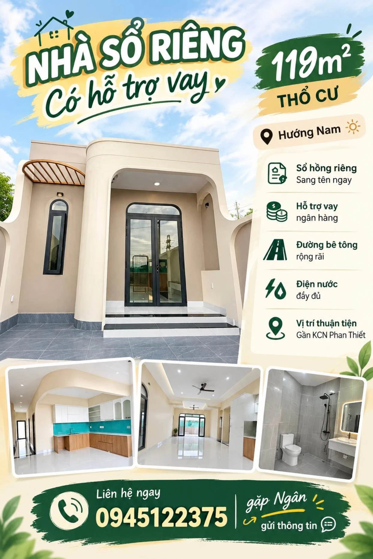 Nhà mới 119m² 2 phòng ngủ 1 tỷ 550 Phan Thiết - Ảnh 1