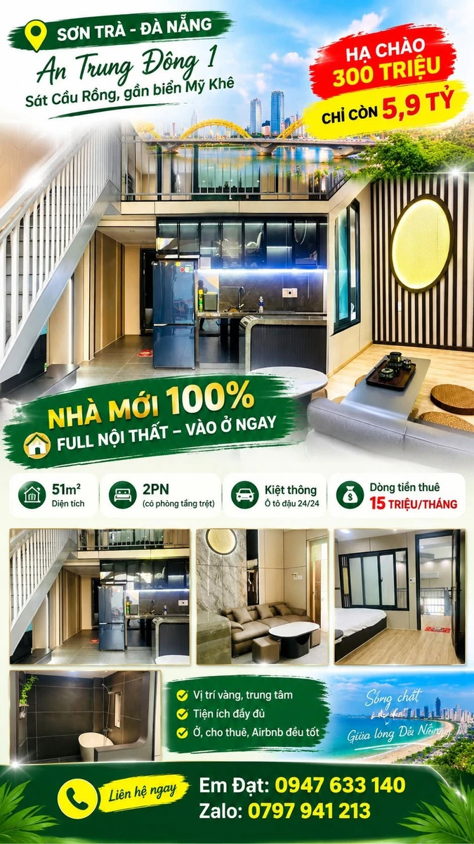 Bán nhà Sơn Trà 2PN 51m² 5,9 tỷ sát Cầu Rồng - Ảnh 1