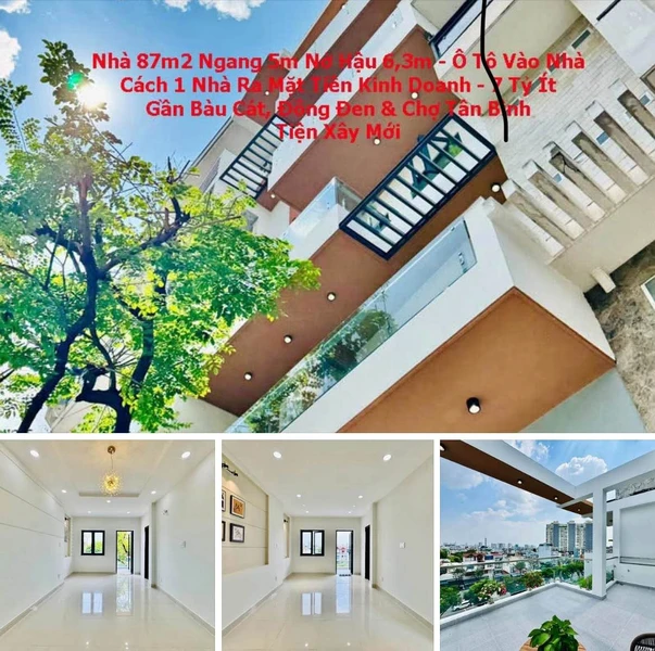 Bán nhà hẻm ô tô 87m² nở hậu, cách mặt tiền 1 căn, khu Bàu Cát Đồng Đen Tân Bình, 7 tỷ
