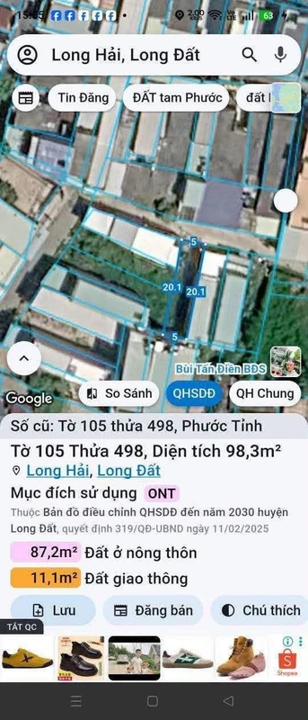 Bán đất nền 5x20m Phước tỉnh Long Hải 1 tỷ 490