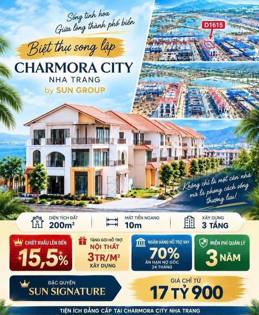 Bán biệt thự song lập 200m2 tại Charmora City Nha Trang - Ảnh 1