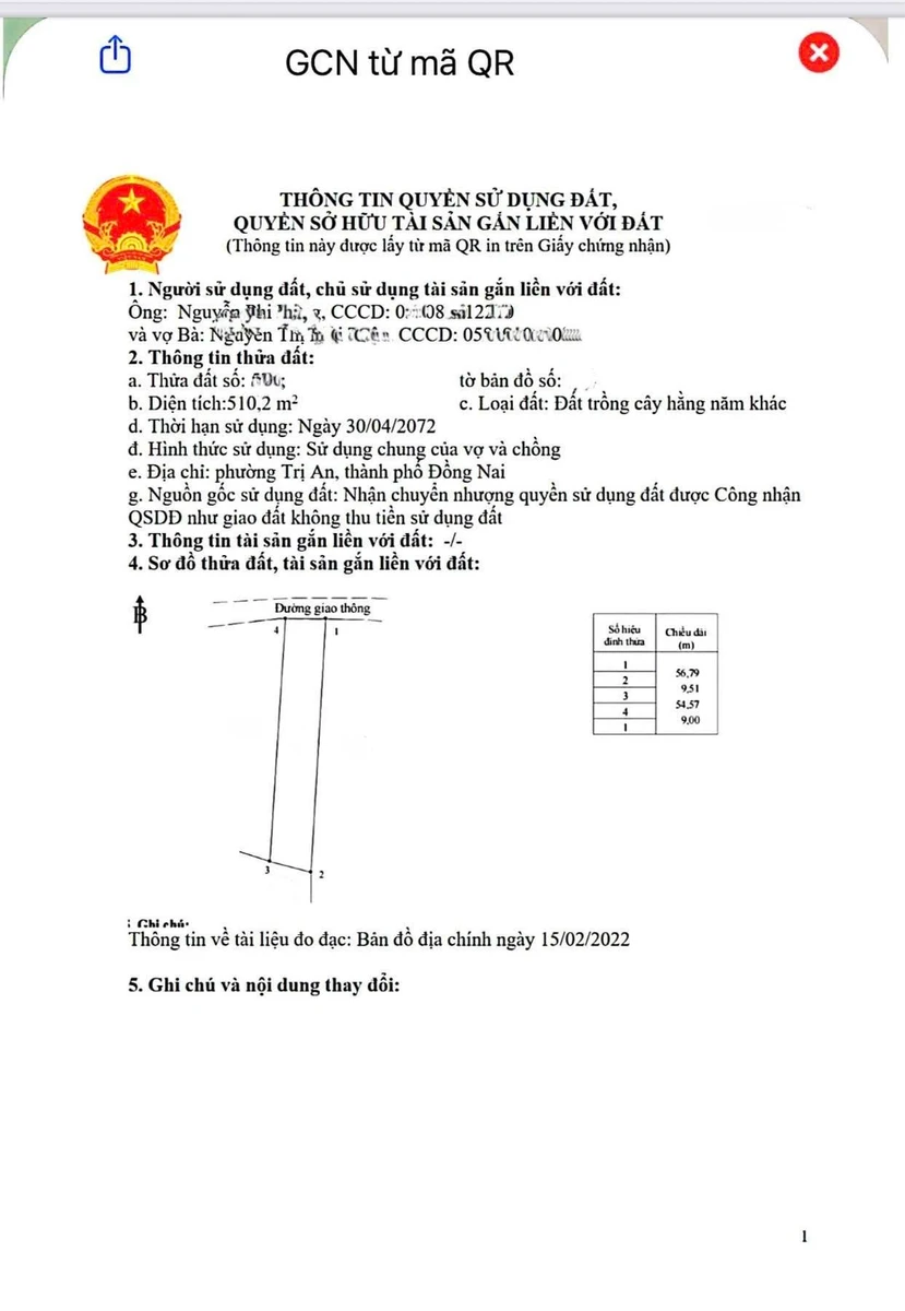 Bán đất hơn 1000m² đã tách 2 sổ tại phường Trị An, Đồng Nai, giá 1,3 tỷ lấy cả hai - Ảnh thu nhỏ 2