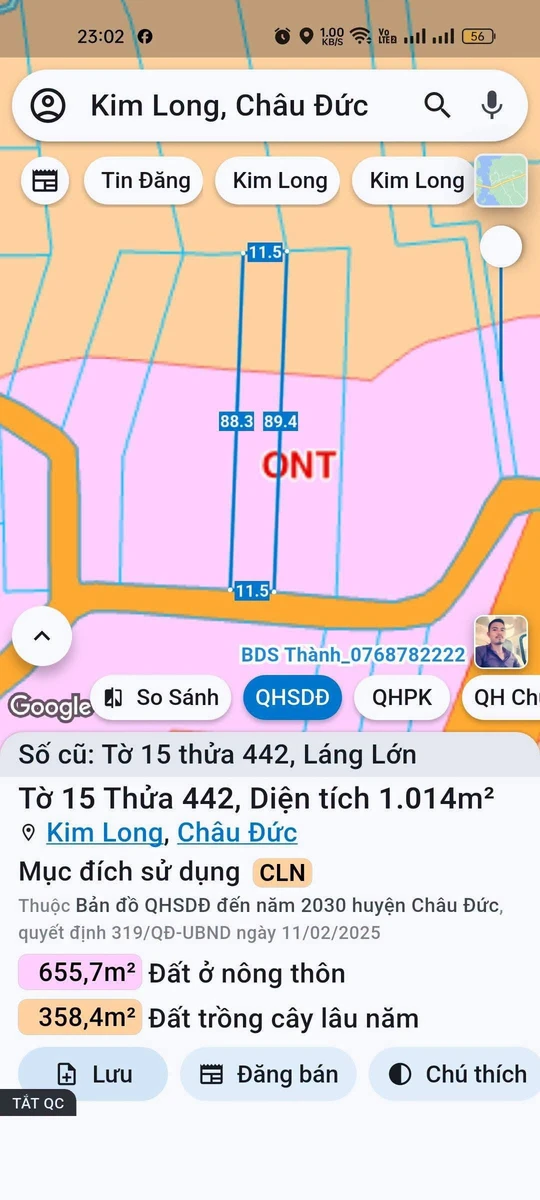Bán đất xã Láng Cù 1000m² giá 1 tỷ 450 triệu - Ảnh thu nhỏ 2