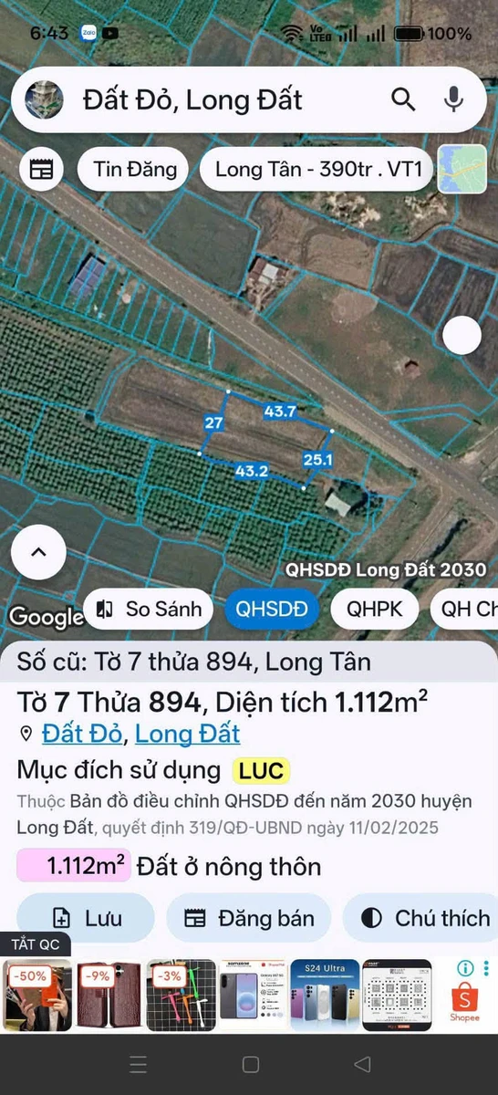 Bán đất Long Tân 80m², sổ riêng 420 triệu - Ảnh 1