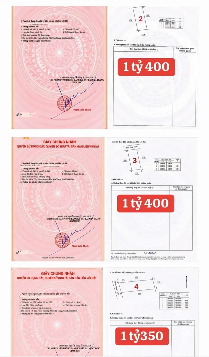Bán 3 lô đất hẻm Nguyễn Khuyến Nha Trang, 37.8-41.8m2 - Ảnh 1