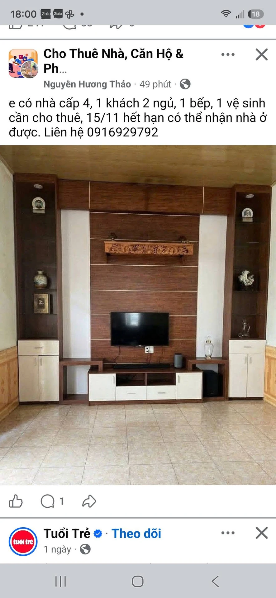 Cho thuê nhà 2PN 100m² Hưng Dũng 4,8 triệu/tháng - Ảnh 1