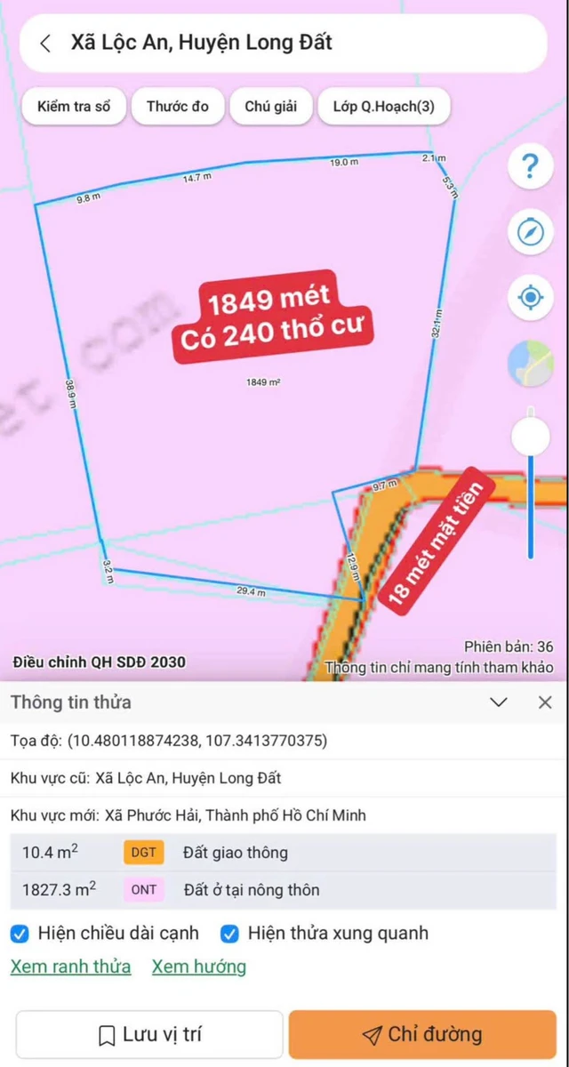 Bán lô đất vườn 1.849m² Phước Hải gần biển Lộc An - Ảnh thu nhỏ 3