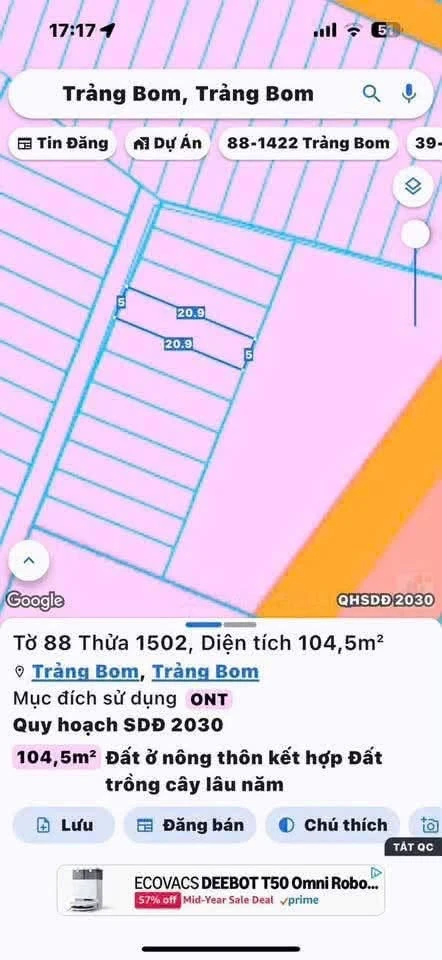 Bán đất nền 100m² Trảng Bom Đồng Nai 890 triệu - Ảnh thu nhỏ 2