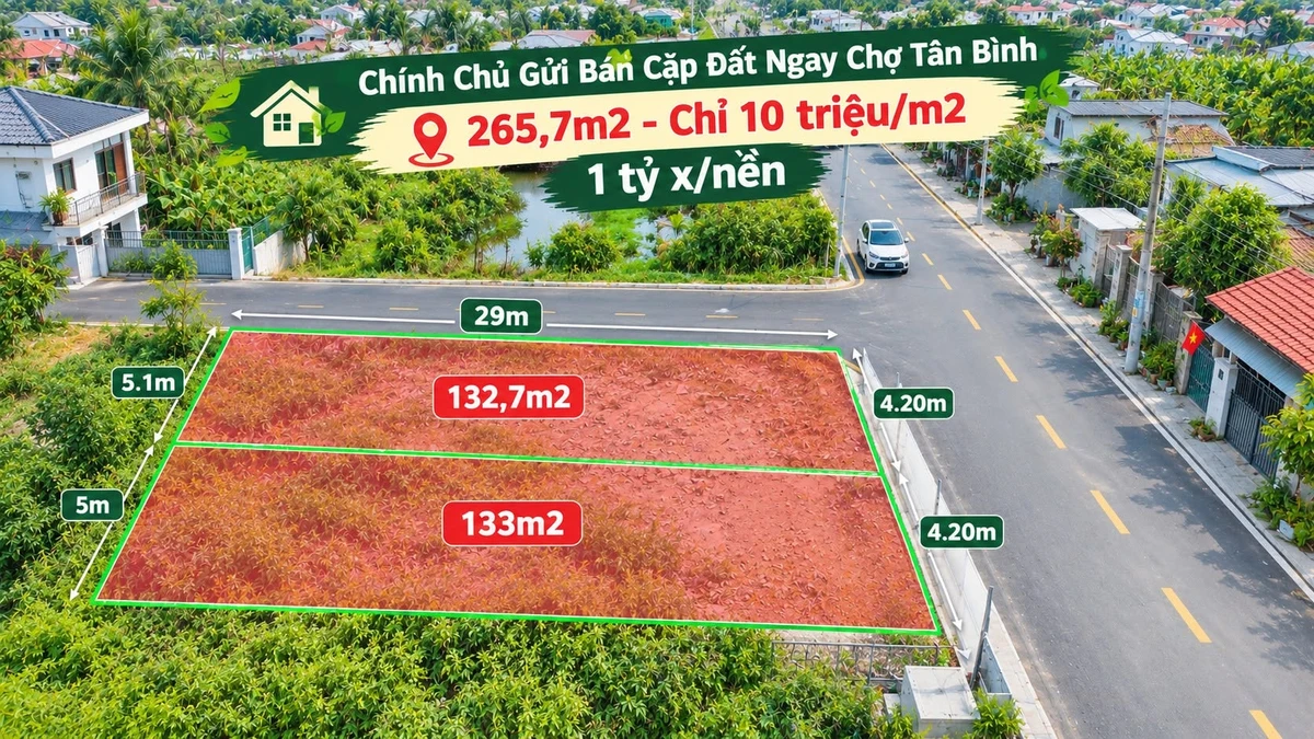 Bán cặp đất góc 2 mặt tiền 265m2 giá 10 triệu/m2 Bình Tân - Ảnh 1