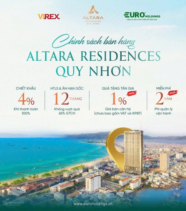 Căn hộ biển Altara trung tâm Quy Nhơn sổ hồng lâu dài nhận nhà ngay tặng nội thất ck 5% giá từ 2 tỷ - Ảnh thu nhỏ 4