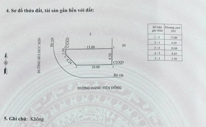 Bán lô góc 2 mặt tiền 54m2, Bùi Đức Sơn, 3 tỷ 250